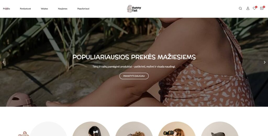 „Bunnytail“ hero sekcija – unikalus internetinių svetainių dizainas