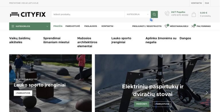„CityFix“ hero vaizdas – elektroninės parduotuvės ir svetainės kūrimas
