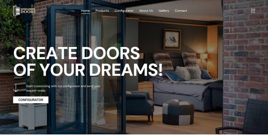 „Custom Aluminium Doors“ svetainės pradžia – aukštos kokybės internetinių svetainių kūrimas