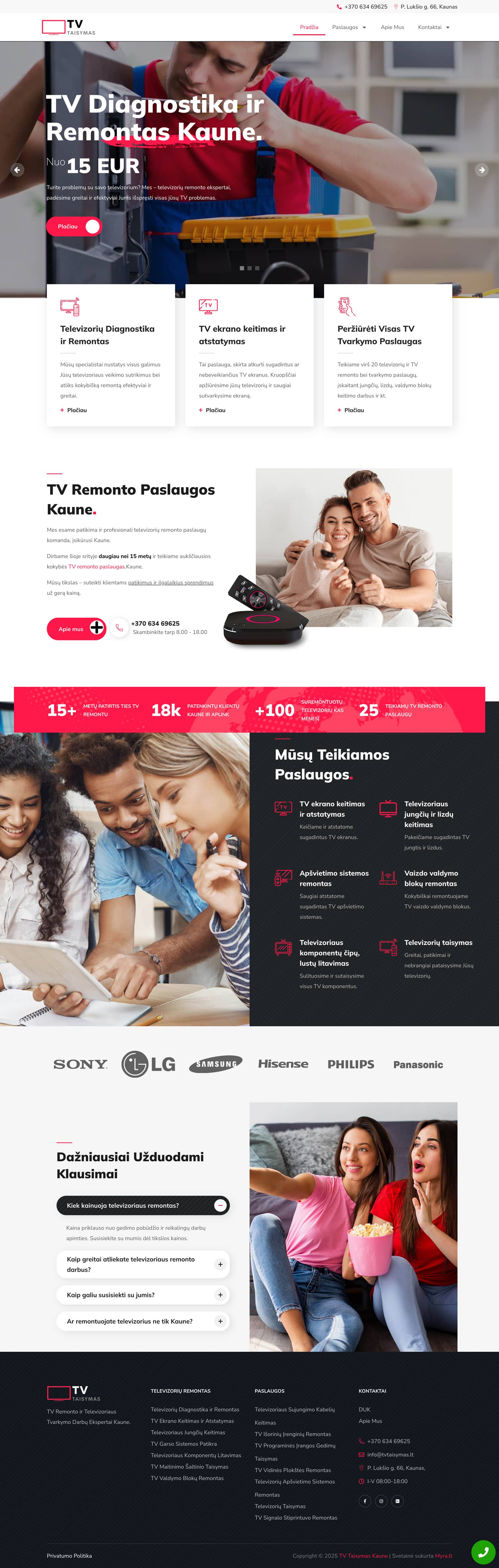 „TV Taisymas“ svetainė – aiškus ir funkcionalus paslaugų pateikimas internete
