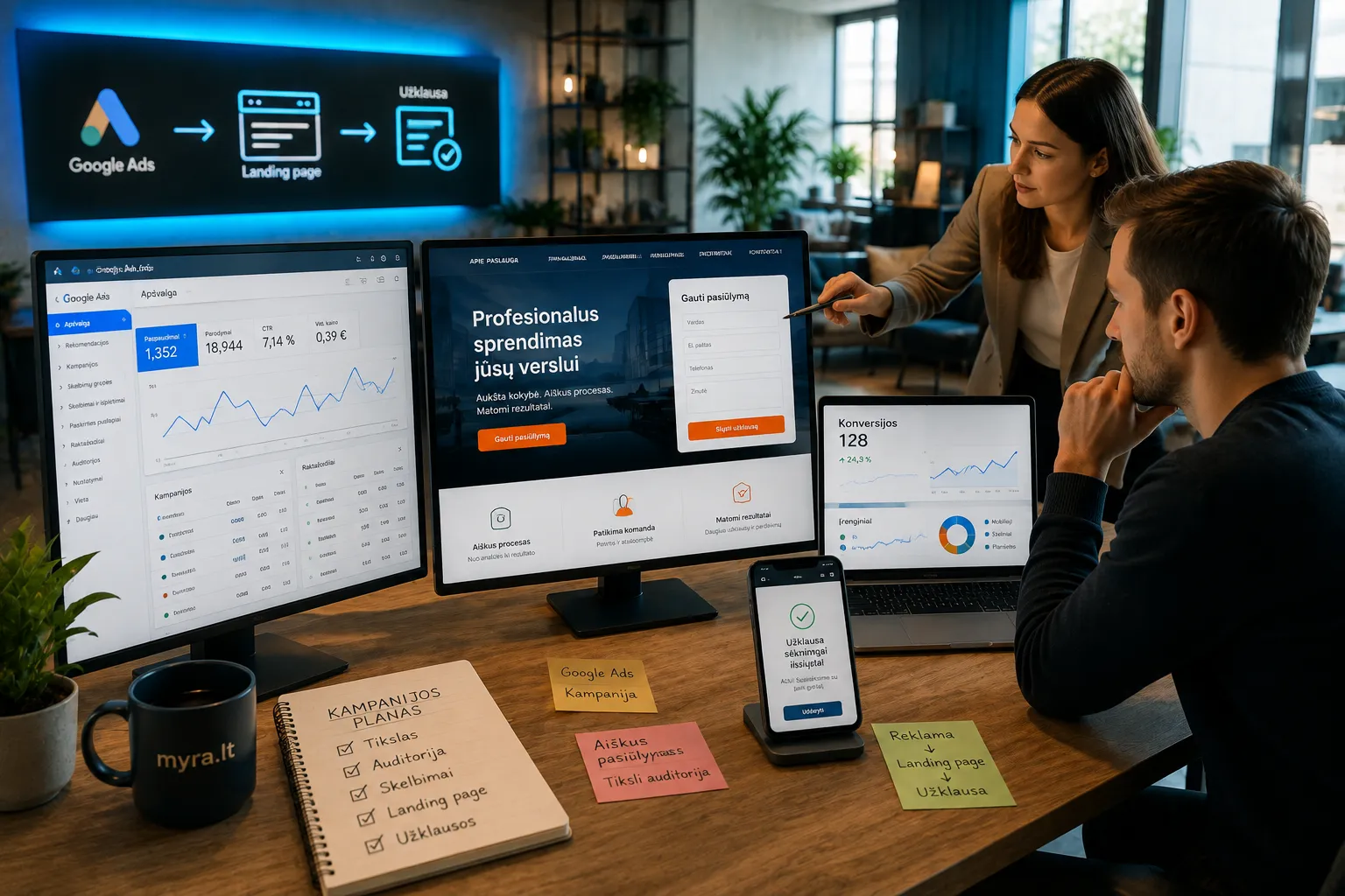 Google Ads reklama ir landing page