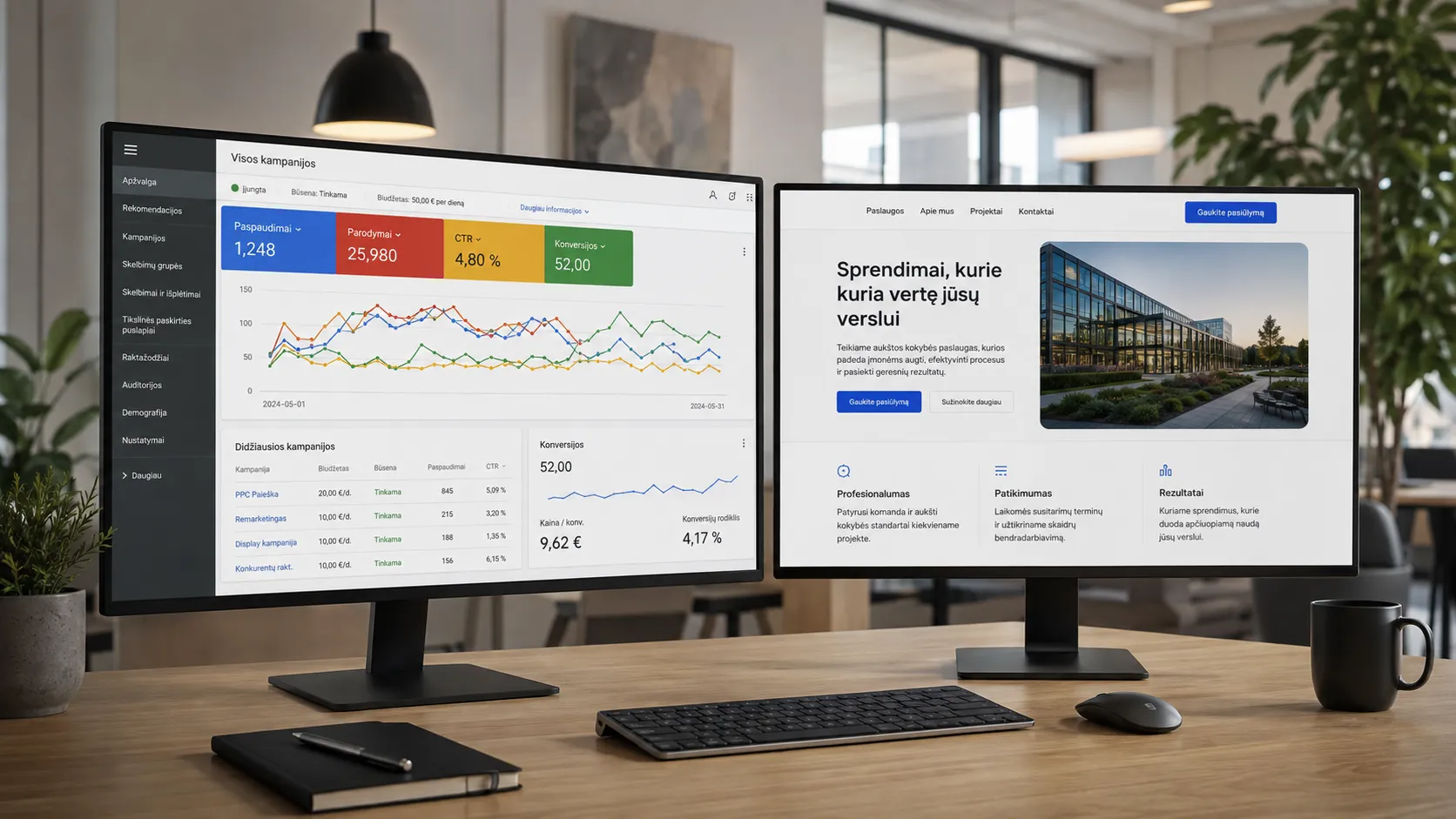 Google Ads nukreipimo puslapis