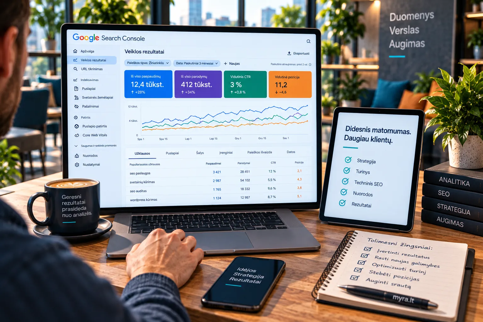 Google Search Console SEO rezultatų analizė