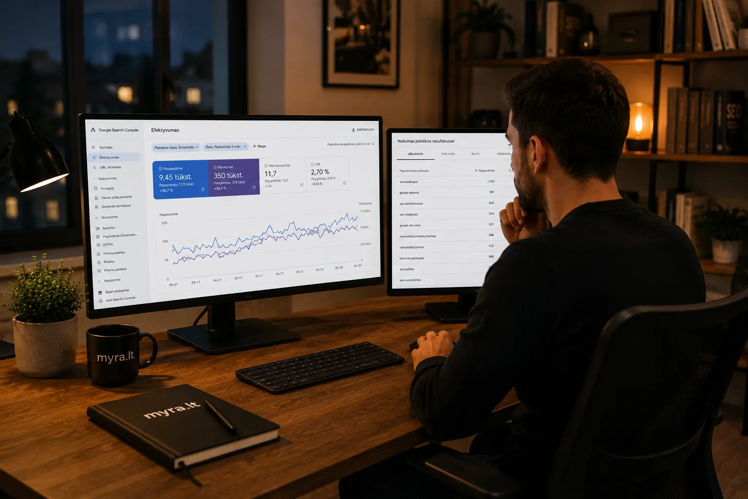 Individualus SEO specialistas dirba su Google paieškos optimizacija