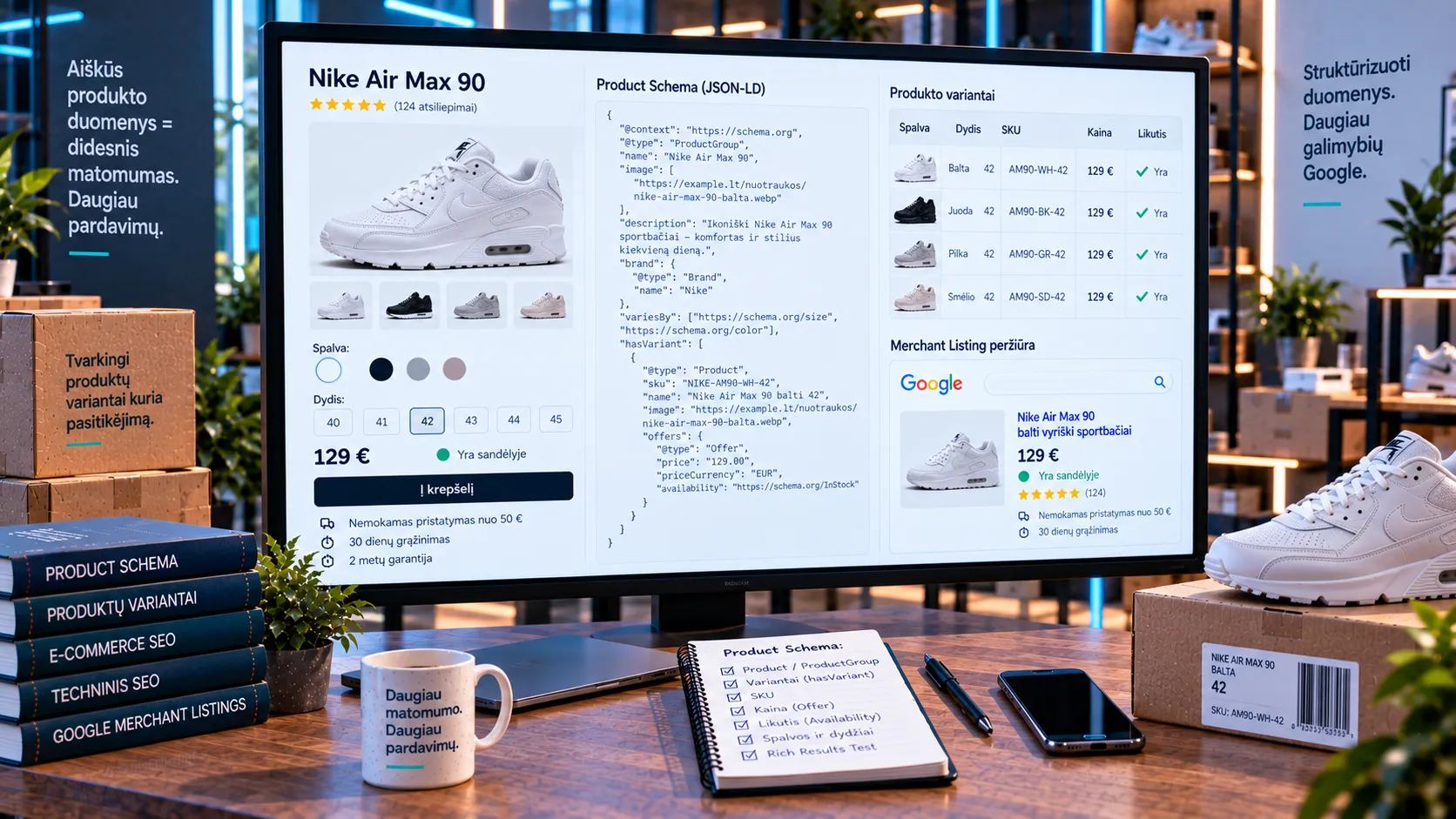 Product Schema ir produkto variantų SEO