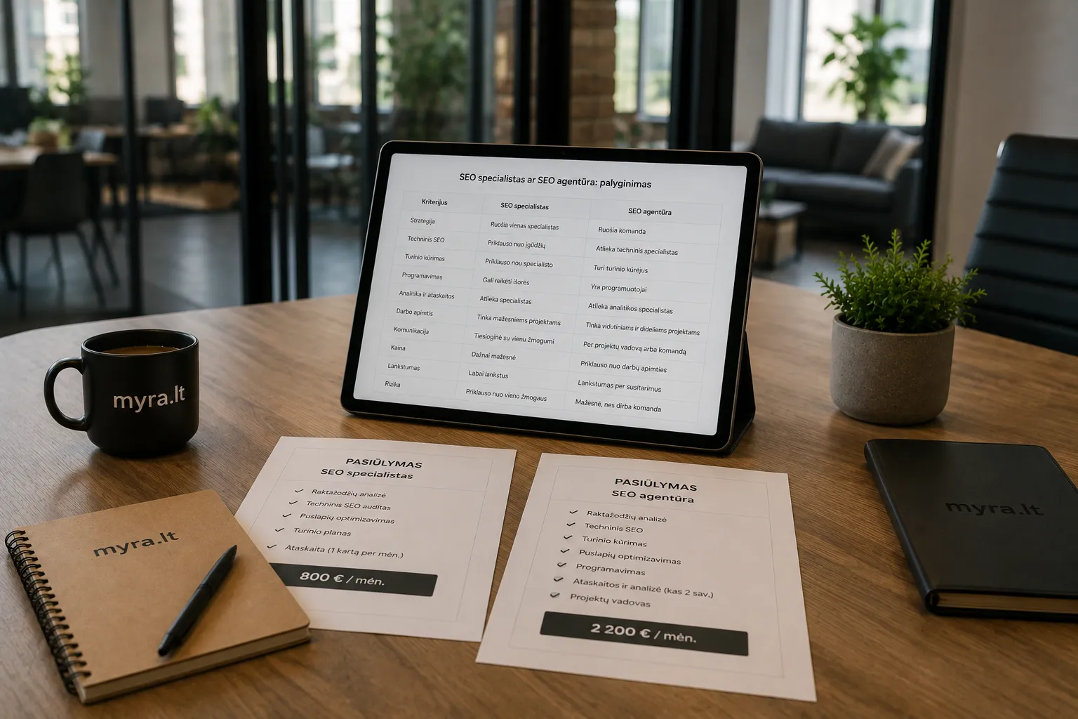 SEO specialisto ir SEO agentūros pasiūlymų palyginimas