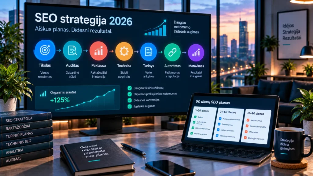 SEO strategija ir veiksmų planas 2026 metais
