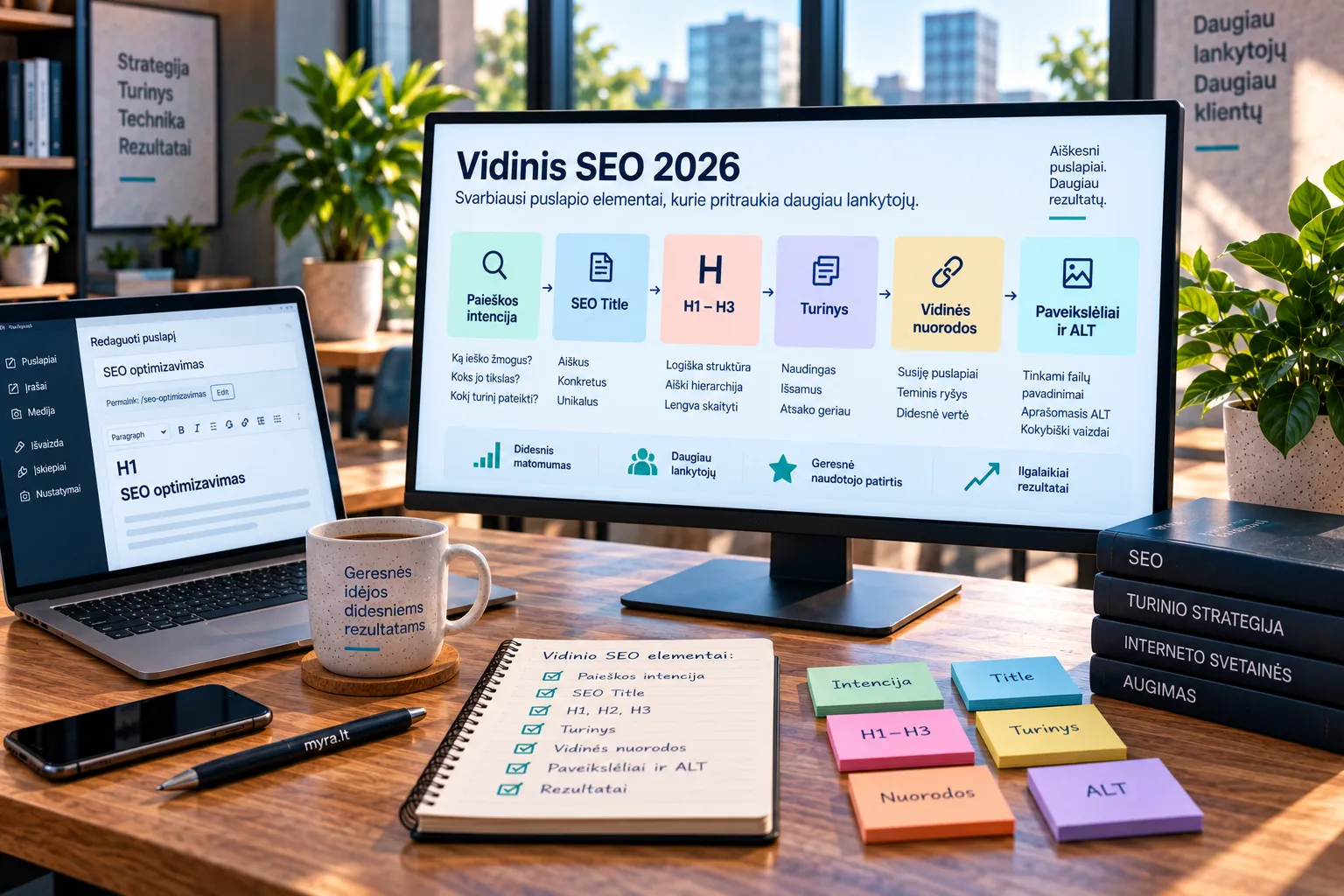 Vidinio SEO optimizavimo elementai 2026 metais